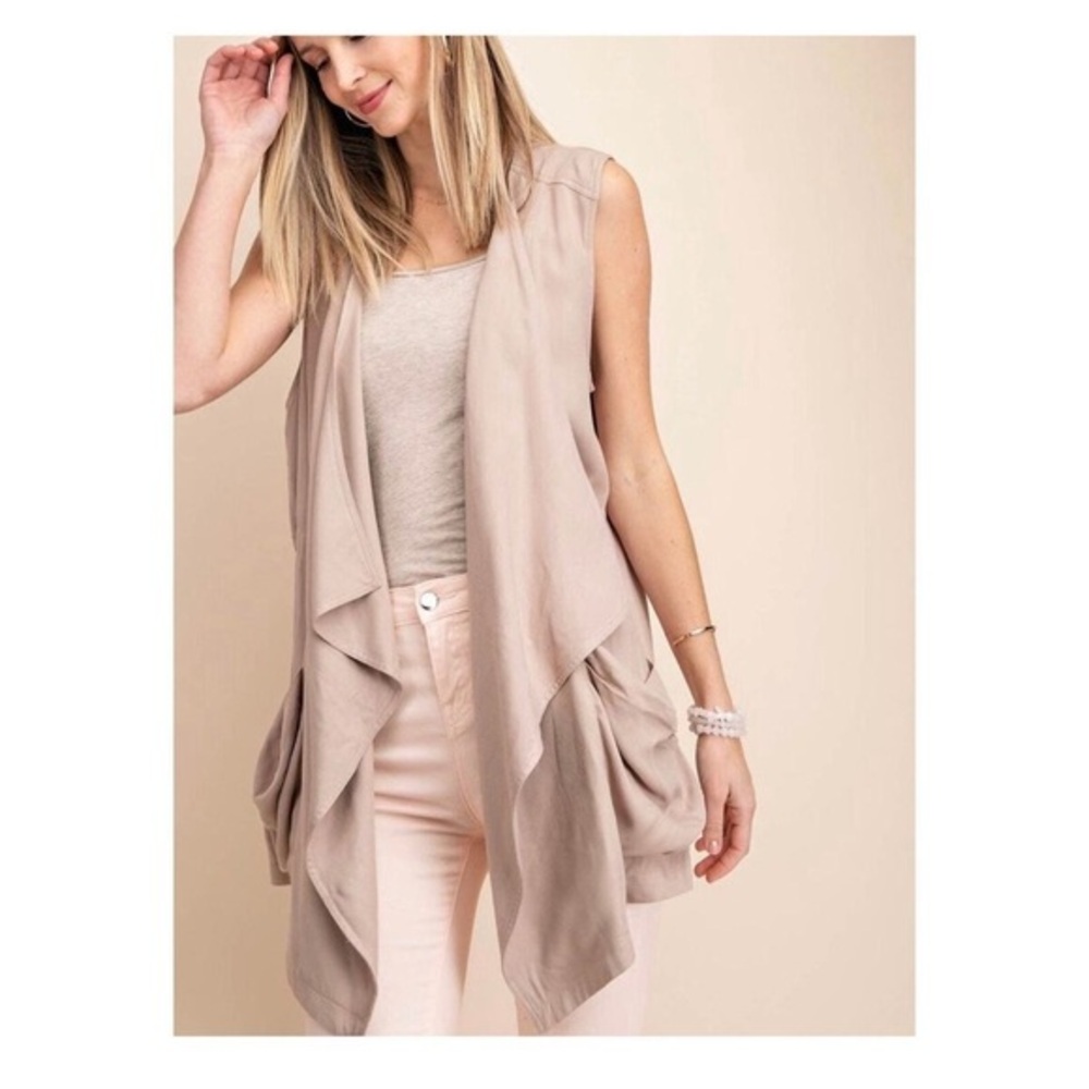 Artisan NY Belted Waterfall Collar Trench Vest Sz X-Small